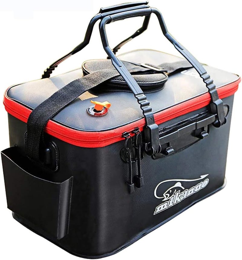 Sunglow Fishing Bucket,Foldable Fish Bucket, Multi-Functional EVA Fishing Bag for Outdoor, Live Fish Lures Bucket and Fish Protection Bucket,10GAL/8GAL/6GAL/4.8GAL/3GAL Live Fish Container (10GAL/Black) - Image 1